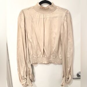 H&M l Smocked High Neck Blouse Small